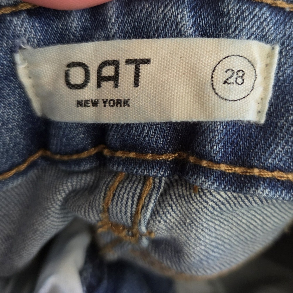 OAT New York Jeans Womens 28 Blue Medium Wash High Rise Straight Raw Hem Denim - Picture 4 of 16